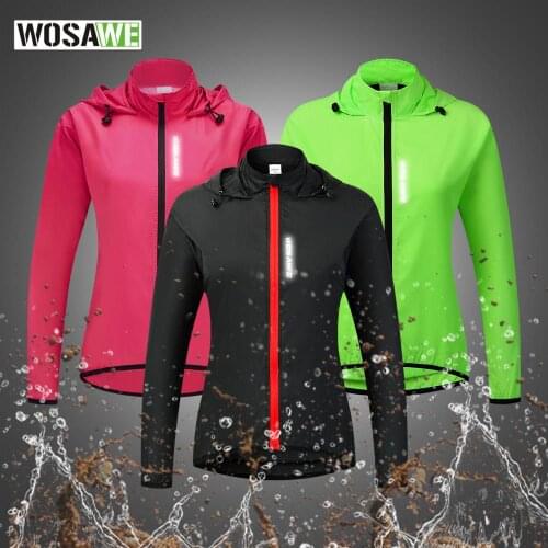 WOSAWE Womens Cycling Jacket Hooded Bike Wind Coat Water Repellent Bicycle Windbreaker Reflective Running Riding Hiking Vest