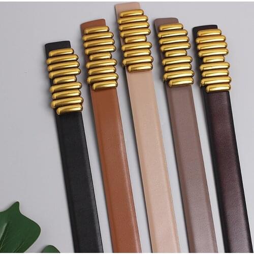 Women Belts Gold Buckle Corset Waist Ladies Double Leather Belt 2021 New Simple Fashion All-Match Belts