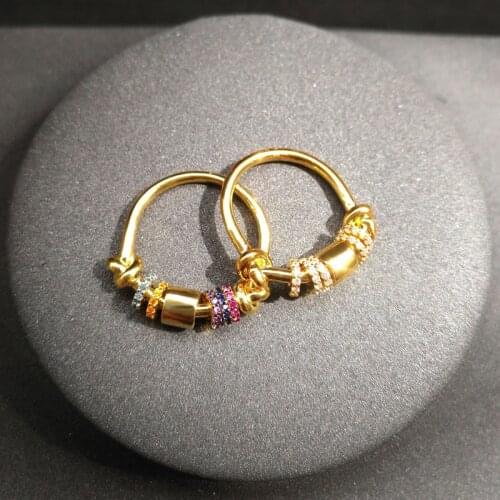S925 sterling silver february new style golden and colorful running ring female fashion banquet style