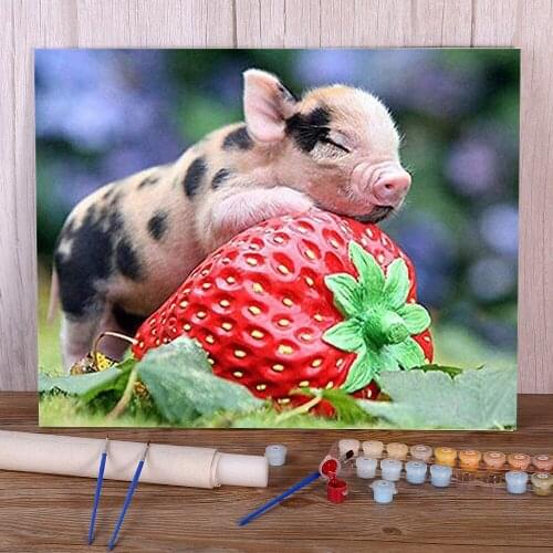 Animal Pig DIY Paint By Numbers Set Oil Paints 50*70 Painting On Canvas Loft Wall Picture Crafts For Wholesale