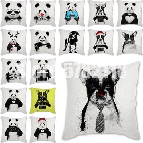 Animals Panda Dog Pattern Cushions Pillowcase Polyester Cushion Cover Throw Pillow Sofa Decoration short plush Pillowcover Cover