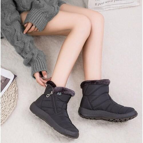 2021 Snow Boots Plush Warm Ankle Boots For Women Winter Boots Waterproof Women Boots Female Winter Shoes Zip Booties Y