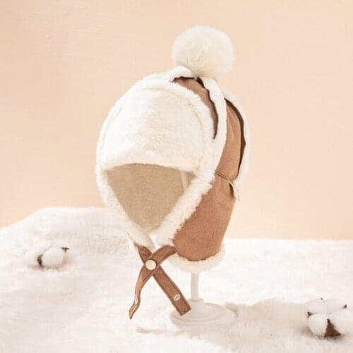 Winter Warm Baby Hats 2 Colors Flannel Infant Toddlers Boys Girls Beanies Soft Helmet Caps Earcuff Hat Baby Outdoor Ski