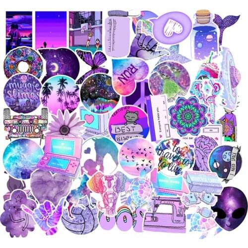 10/50PCS Cute Purple Small Fresh Style Girl PVC Waterproof Stickers Skateboard Suitcase Guitar Children Graffiti Sticker