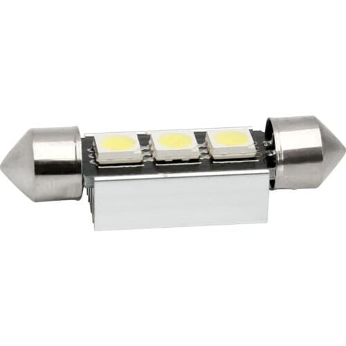 10pcs 39mm 3 SMD 5050 LED White Dome Festoon Car Light CANBUS Error Free 3SMD 3 LED C5W Interior Lamp Auto Reading Bulbs 12V 10X