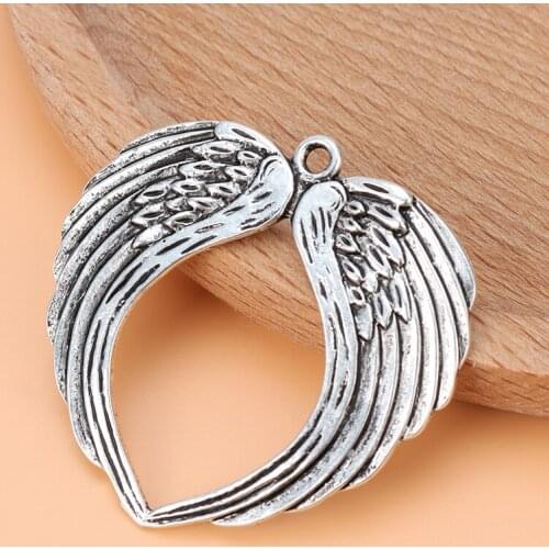 10pcs/lot Tibetan Silver Angel Wings Feathers Heart Shape Charms Pendants for Necklace Jewelry Making Accessories