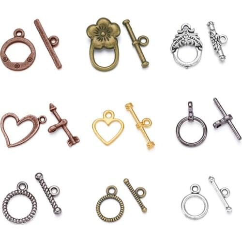 100set Mixed Tibetan Style Toggle Clasps for Jewelry Making DIY Connector Accessories ,Toggle:15~25x10~15mm,Bar:15~25mm F50