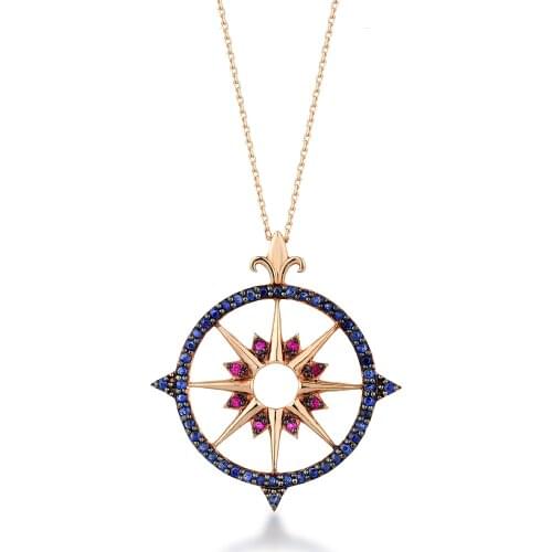 14k Gold Natural Sapphire and Ruby Necklace PN1591