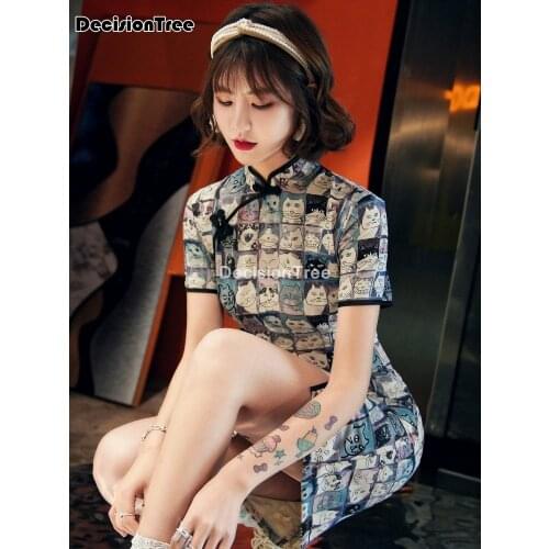 2021 chinese traditional dress cheongsam chinese dress women casualparty qipao streetwear vestidos asian clothes kawaii dress