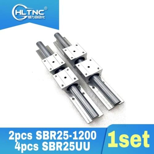 25MM linear guide 2 pcs SBR25 1200mm Linear Bearing Rails & 4 pcs SBR25UU Linear Motion Bearing Blocks