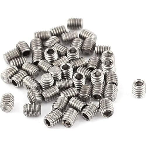 50Pcs M2.5 x 3mm Stainless Steel Hex Socket Set Grub Screws Headless Cup Point Hex Set Grub Screw Assortment Cup