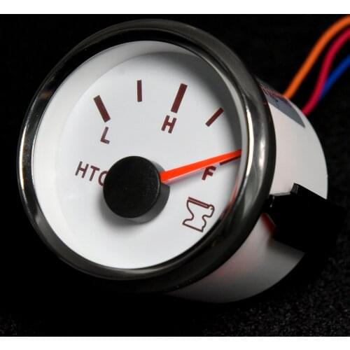 52mm 0-190ohms Marine Sewage Level Gauge Stainless Steel Boat Sewage Tank Level Indicator Gauge Tool White/Black Universal