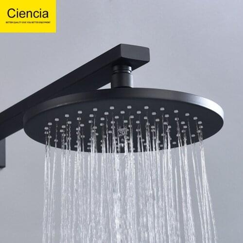 Stainless steel black 8-inch top spray bathroom square round shower head, removable pressurized shower head