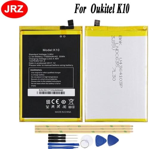 JRZ For Oukitel K10 Phone Battery 11000mAh Hight Capacity 3.85V Top Quality Replacement Batteries+Tools
