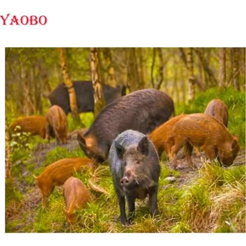 DIY 5D Diamond Painting Wild Boar Pattern Cross Stitch DIY Diamond Embroidery Sale Pictures of Rhinestones Paintings By Numbers