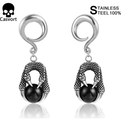 Casvort 2PCS 4mm-8mm New Stainless Steel Ear Piercing Plugs Expanders Earrings Weight Gauges Body Jewelry Fashion Gift For Unise