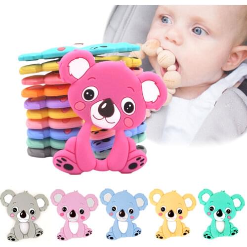 Food Grade Baby Rodents Silicone Teethers DIY Animal Koala Baby Ring Teether Infant Chew Charms Kids Teething Gift Toddler Toys