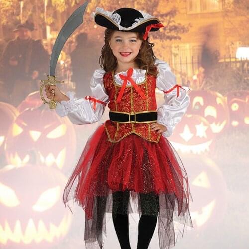 New Halloween Christmas Gift Pirate Costumes Girls Party Cosplay Costume for Children Kids Clothes Performance Kindergarten
