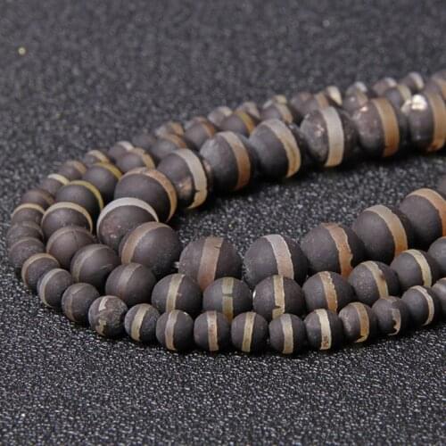 China Tibetan Dzi Matte Beads Natrual Stone Agates Beads 6 8 10mm Round Loose Beads for Jewelry Making DIY Bracelet Necklace