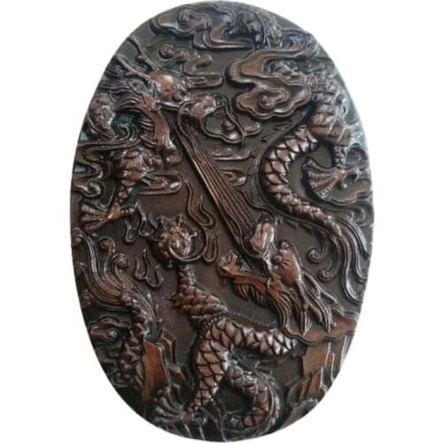 Chinese Old Wa Shi Stone Inkstone With Exquisite Carving Dragon
