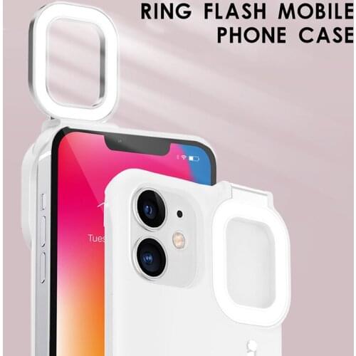 Beauty Ring Flash for Iphone 11 Pro Max Anti Drop Shell Led Ring Light Phone Case for Iphone 12 Pro Max Small Round Selfie