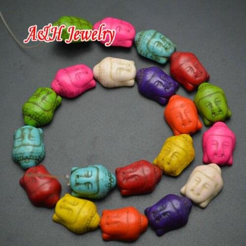 Colorful Howlite Howlite Buddha Head Carved Beads For Earring & Necklace Making Materials 5pc/lot