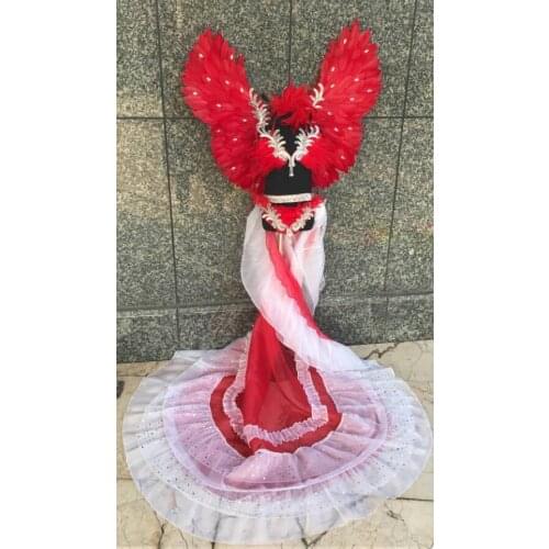 Feather creative swimsuit cloak T station serves stage costumes Chaofu children stage girl model