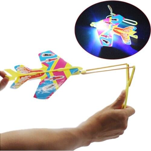 Creative DIY Flash Ejection Cyclotron Light Plane Slingshot Aircraft Toys For Children Kids Gift Luminous Toy Brinquedos