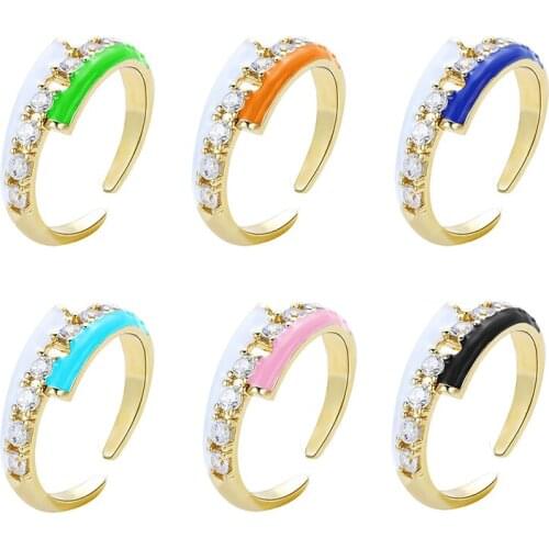 Hot Selling Fashion Trend Two-color Stitching Micro Pave Zircon Ring For Women 2021 All-match Jewelry Party Gift