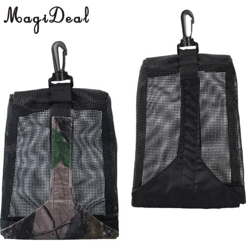 MagiDeal 2Pcs Premium Heavy Duty Mesh Empty Weight Pocket Pouch Gear Carry Bag & Clip Hook, Loop Tape Closure for Scuba Diving