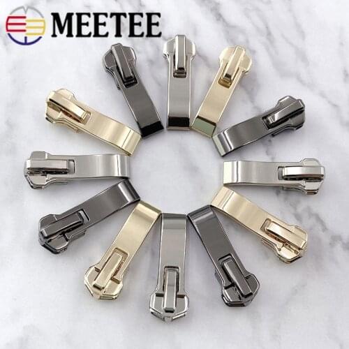 Meetee 10pcs 5# Zipper Sliders for Nylon Metal Zips Luggage Zippers Puller Head DIY Shoes Puller Bags Repair Zip Slider Fitting