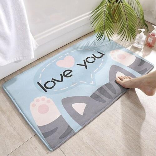 Cartoon Flannel Welcome Entrance Doormats Carpets Rugs Bath Living Room Floor Stair Kitchen Hallway Non-Slip Cat Dog Pet Gamer