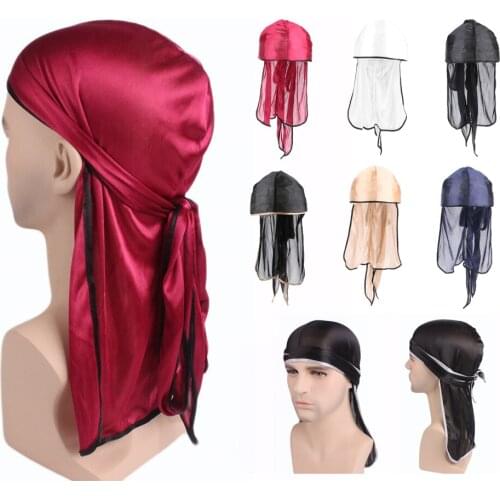 Unisex Soft, Bandana Hat Silky Durag Long Tail Headwrap Biker Chemo Head Cover Cap for Camping Hiking Fishing Boating Access