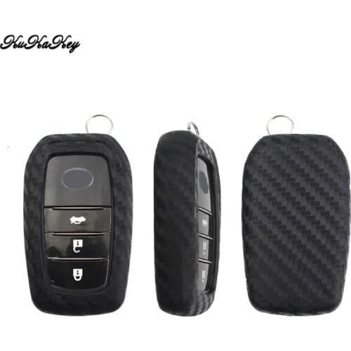 Carbon Fiber Pattern Soft Car Key Cover For Toyota Camry Highlander Prado Crown RAV4 Land Cruiser Prius CHR CH-R Avensis Auris