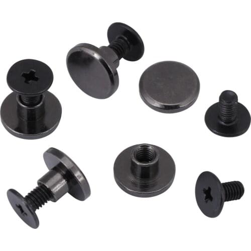 20sets Brass Flat Head Belt Strap Screw Rivets + Screw for Luggage Leather Craft Crew Nail Rivet 5mm 8mm Black