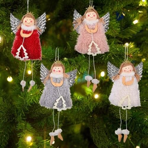 New Christmas Tree Angel Girl Pendant Christmas Decorations for Home Ornaments Christmas Silver Wings Doll Navidad 2022 New Year