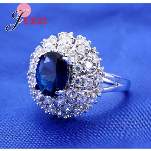 New Arrival Fashion Oval White Crystal Wedding Valentines Day Rings For Lover 925 Sterling Silver CZ Zircon Anillos