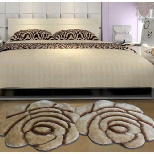 New Fashion Creative Flower Shaped Rug Europe 3D Double Rose Carpets For Decorate Living Room Bedroom Delicate Personal Soft Mat