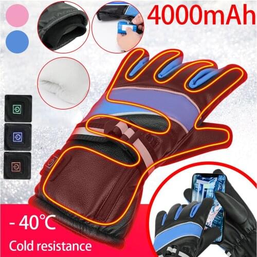 Rechargeable Electric Heating Gloves Temperature 3 Levels Adjustment USB Hand Warmer Ski Safety Constant Temperature Warm Gloves
