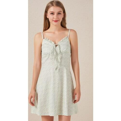 Dress Women Floral Print Sleeveless Sexy V-Neck A-Line Sling Mini Dress Summer Girl Sexy Slim Camisole Dresses Vestidos