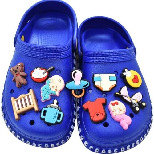 10pcs/set Cabochon Shoe Decoration Charms Cute Baby Theme Clog Charms fit Wristband Bracelet Kids Party Favor