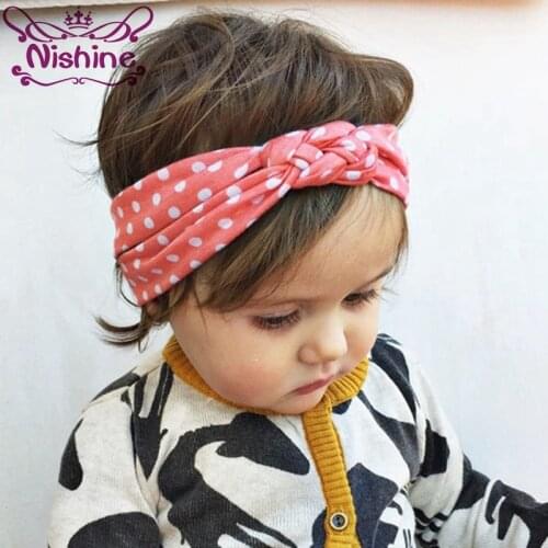 Nishine Infant Dot Newborn Hairbands Baby Girl Twisted Headdress Hair Bands Bandana Head Wrap Hair Accessories Party Gift