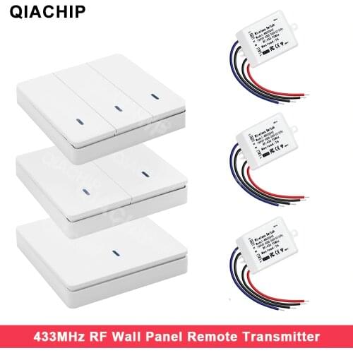 QIACHIP 433Mhz Wireless Remote Control Switch AC 110V 220V Receiver Wall Panel Transmitter For Hall Bedroom Ceiling Light Lamp