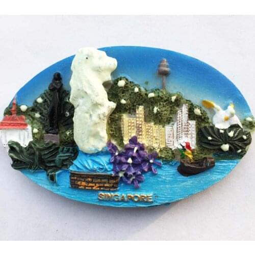 QIQIPP Singapore original single Merlion Park night view tourist souvenir magnetic stickers refrigerator stickers