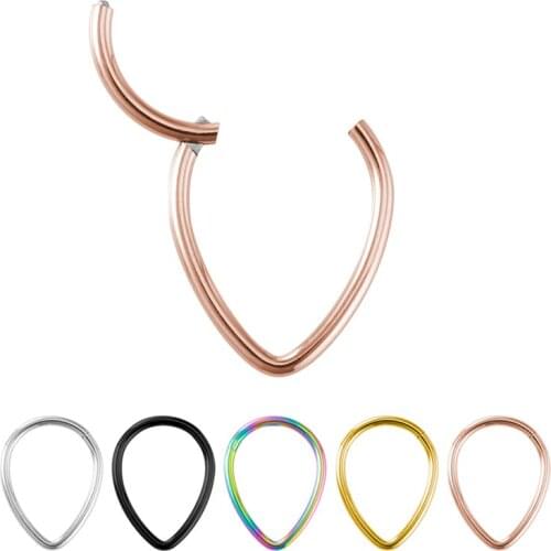 1PC 16G Stainless Steel Hinged Clicker Segment Septum Nose Lip Ring Hoop Cartilage Tragus Sleeper Earrings Body Piercing Jewelry