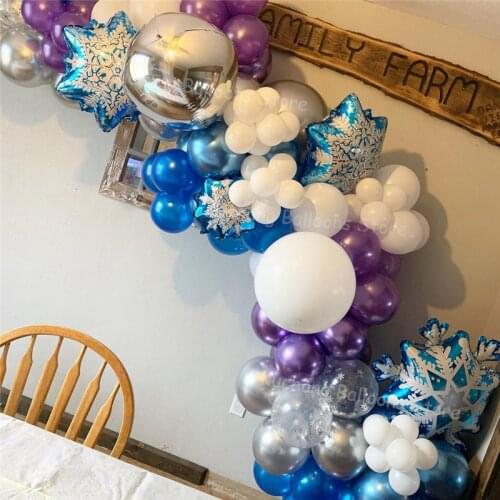92pcs Snowflake Balloon Garland Arch kit Ice Snow Queen Metal Balloon Baby Shower Decoration Globos Birthday Party Supplies