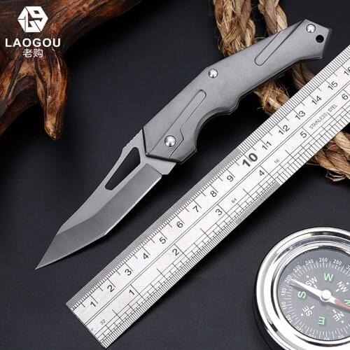 LAOGOU Foldable Pocket Knife Mini Portable Folding Knife Fruit cutter Practical Camping Outdoor Supplies Hand Tools