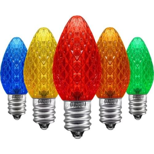 25 Pack 120V C7 LED Replacement Christmas Light Bulb,Shatterproof Seasonal LED Bulbs,E12 Candelabra Base,Dimmable Holiday Bulbs