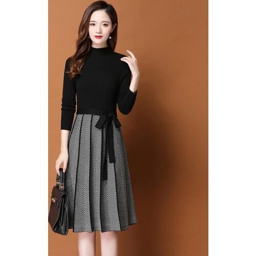 Timis LI Spring&Autumn Dress Women Turtle Neck Lace-up Casual Long Sleeve Dresses bodycon Elegant dress sweater dress vestido