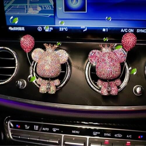 Car Air Outlet Decorations Cute Accessories Interior Bling Cartoon Bear Solid Perfume Clip Fresher Diamond for Girls Women 2020